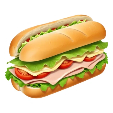 sandwich with turkey, lettuce, pickles, mayonnaise, and tomatoes on a baguette sticker