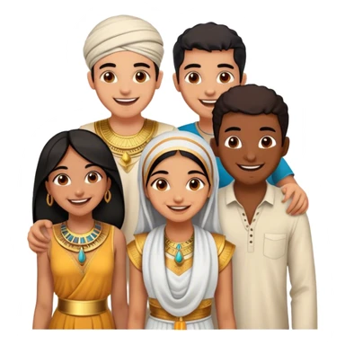 5 best friends, 1 Egyptian man, 1 indian girl 1 persian girl 1 moroccan boy 1 black boy sticker