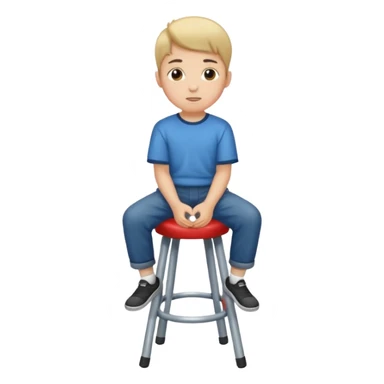 generate a pic from head a boy is sitting on a stool  sticker