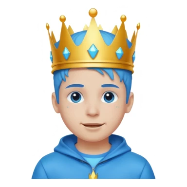 boy neon cyberpunk light blue happy crown white and blue sticker