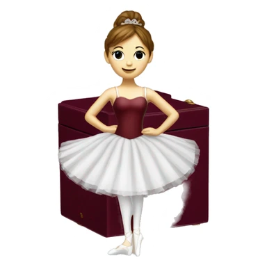 burgundy music box with white ballerina standing back sticker