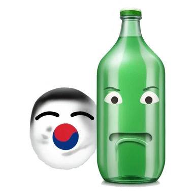 korean soju bottle with anime face sticker