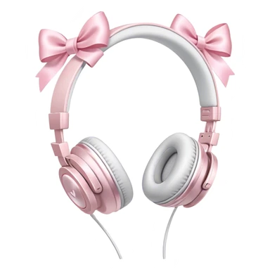 White headphones with light pink bows sticker