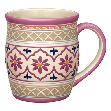 Pink white & beige Talavera mug sticker