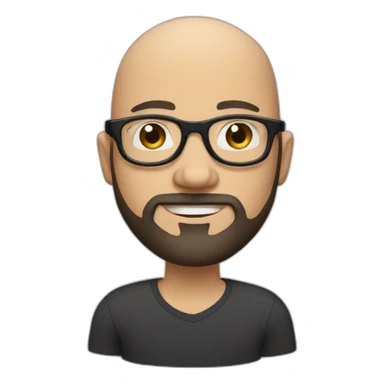 bald white man with beard with round glasses and very short black hair sticker