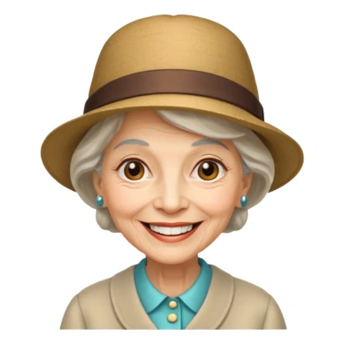 elderly woman with hat sticker