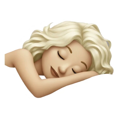 Platinum blonde girl sleeping on white bed sticker