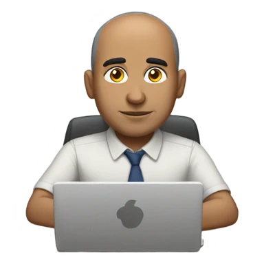 Working at my desk remotely from home balding Hispanic male sticker