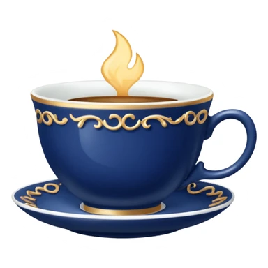 broke navy blue tiny tea cup sticker