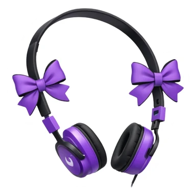 apple air max headphoness with bow on the right side black and purple  sticker