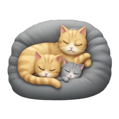 two cute cats are sleeping. one smaller one is golden. and the second one is gray sticker