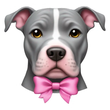 Grey pitbull with a pink bow sticker