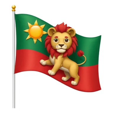 Small Lion and sun logo at the middle of flag in the red white and green flag(up to down ) sticker