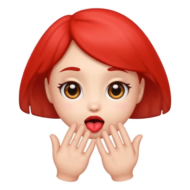 emoji with big anime like eyes like puppy eyes, puckered lips, red cheeks, Little excited clasp with their hands up by their cheeks sticker