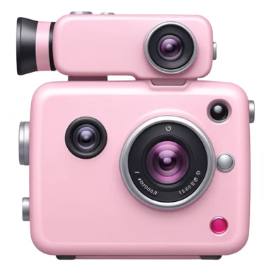 Kawaii light pink video camera with cute face sticker