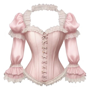 vintage rococo light pink corset with lace and frills and sleeves  sticker