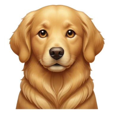 Cinematic Noble Golden Retriever Portrait Emoji, Poised and regal, with a strong, athletic build and a glossy, well-groomed golden coat, deep-set soulful brown eyes, Simplified yet sharp and sophisticated features, highly detailed, glowing with a soft, dignified glow, high shine, intelligent and friendly, stylized with an air of warmth, focused and attentive, soft glowing outline, capturing the essence of a watchful and confident companion, so majestic it feels as though it could bound out of the screen with effortless authority! sticker