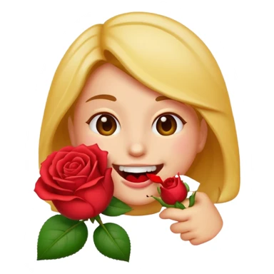 Normal emoji biting a rose flower  sticker