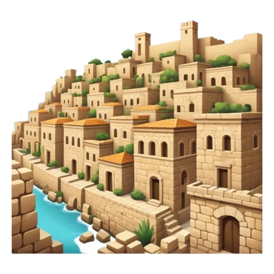 Byblos Old City Landmark Emoji – Portraying the historic stone houses, narrow streets, and Phoenician ruins. sticker