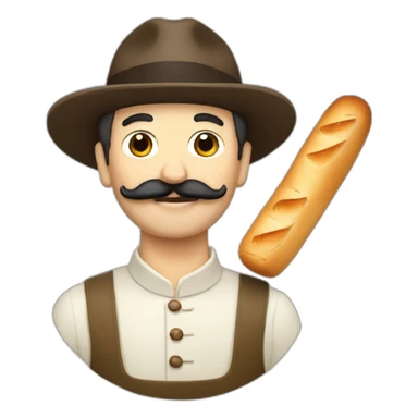 Frencman with french moustache, baguette and wine sticker