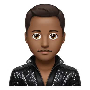 Johnny Gill from New Edition with dark brown hair, black sequin outfit sticker