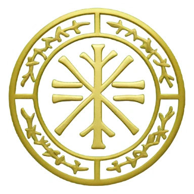 Gold colored simple px Chi rho symbol on green background sticker