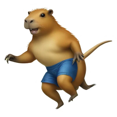 Capybara riding a dinosaur on a surfboard in the ocean  sticker