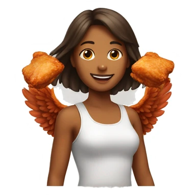 a girl flying with two bbq chicken wings on her back sticker