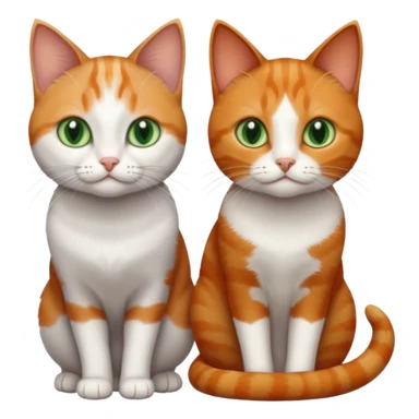 3 tiny different coloured short haired cats including a dark grey and white cat with green eyes, a ginger and white with orange eyes and a brown tabby and white with hazel eyes sticker