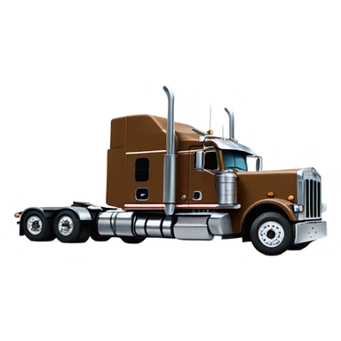 Peterbilt 389 brown with standup sleeper and dry bulk trailer sticker
