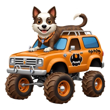 1 girl Monster Mutt - Monster Jam (Model Year: 2021) (Iconic colour: Brown with dog features) - A unique monster truck with playful, dog-inspired design cues. The vehicle is painted. sticker