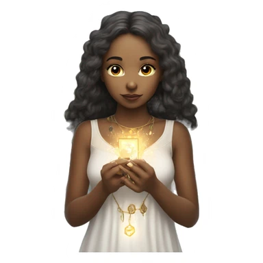 Beautiful angelic girl with tarot cards  sticker