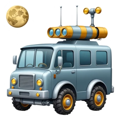  antique tall med truck robotic twelve passenger Moon rover  sticker