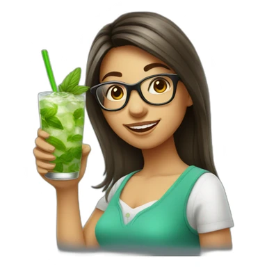 argentina girl with glasses drinking mojito sticker
