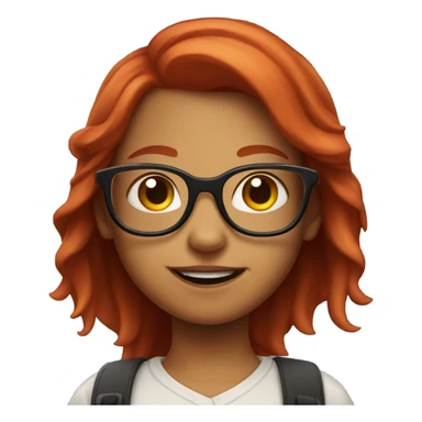 Girl with red hair and glasses making smirking face sticker