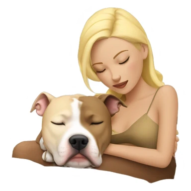blonde girl sleeping with a blonde pitbull  sticker