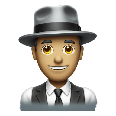 robot looking like Frank Sinatra with a hat on sticker