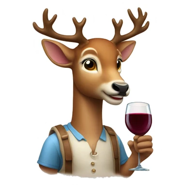 deer with a peluche in his head and a wine bottle in his hand sticker
