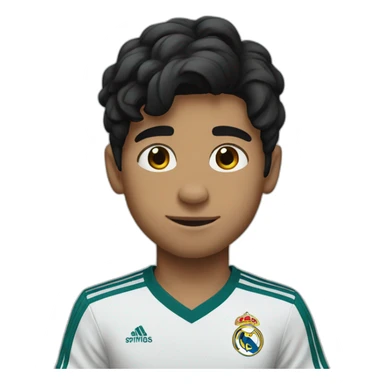 A black-haired boy supports Real Madrid sticker