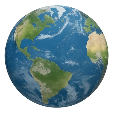 realistic earth globe with blue oceans and green continents, no background sticker