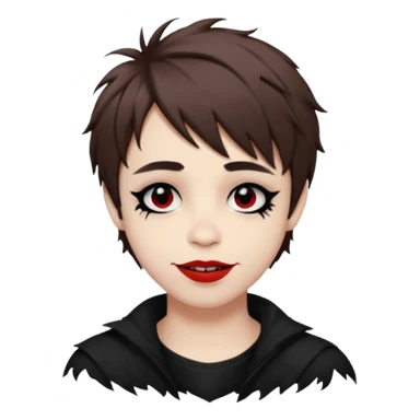 Happy pale Goth boy with shaggy brown hair, and messy black eyeliner , smudged, red, lipstick  sticker