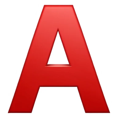 White text letter A in red square sticker