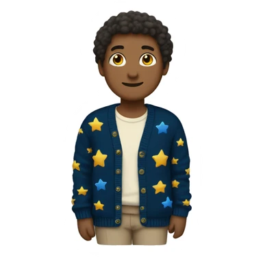 cardigan with stars on elbows of sleeves sticker