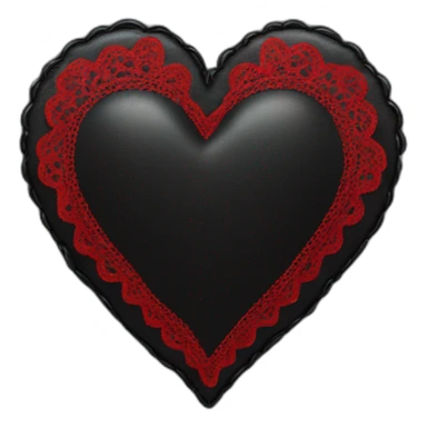 Wide black leather heart with red lace border sticker