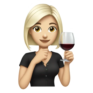 pretty white girl with black hair drinking wine sticker