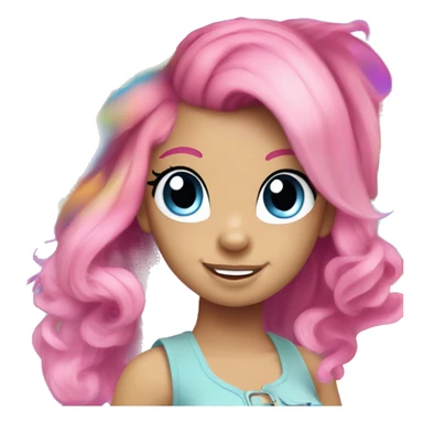 my little pony, rainbow hair, pink base, blue eyes sticker