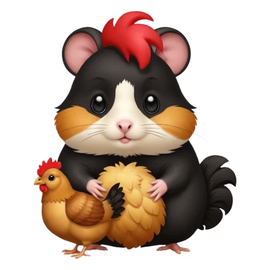 black hamster with chicken sticker