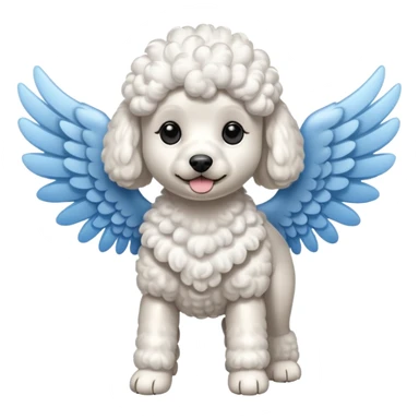 Perro french poodle mini blanco con Alas sticker