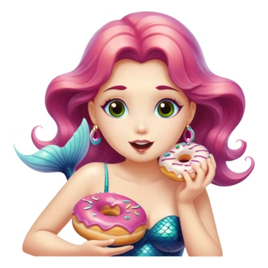 Mermaid eating donuts  sticker