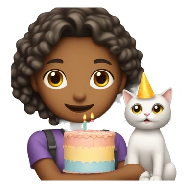 girl celebrating her birthday with cat sticker